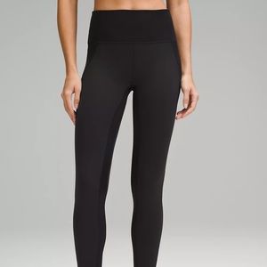 Lululemon wonder train high rise with satin panel